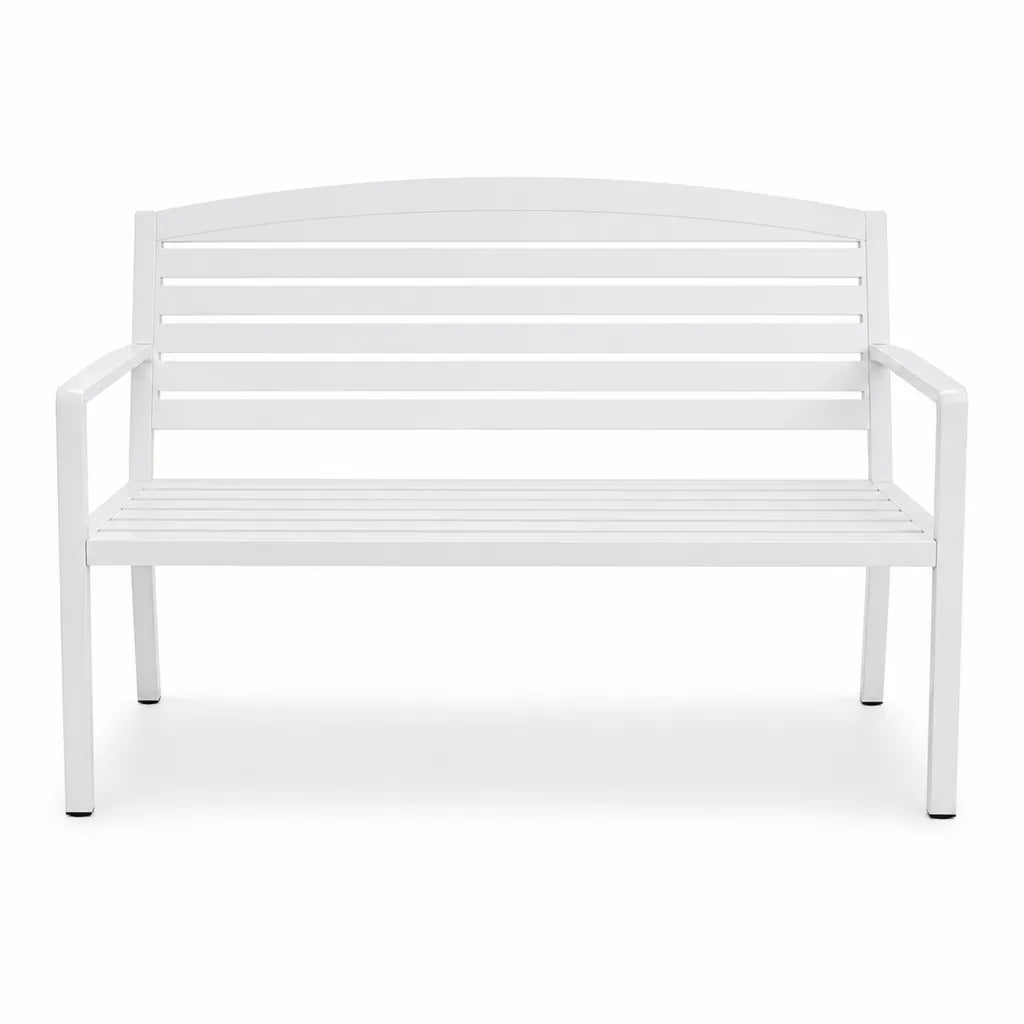 Panca da giardino 2 posti in acciaio verniciato bianco 120 x 60 x 88 cm