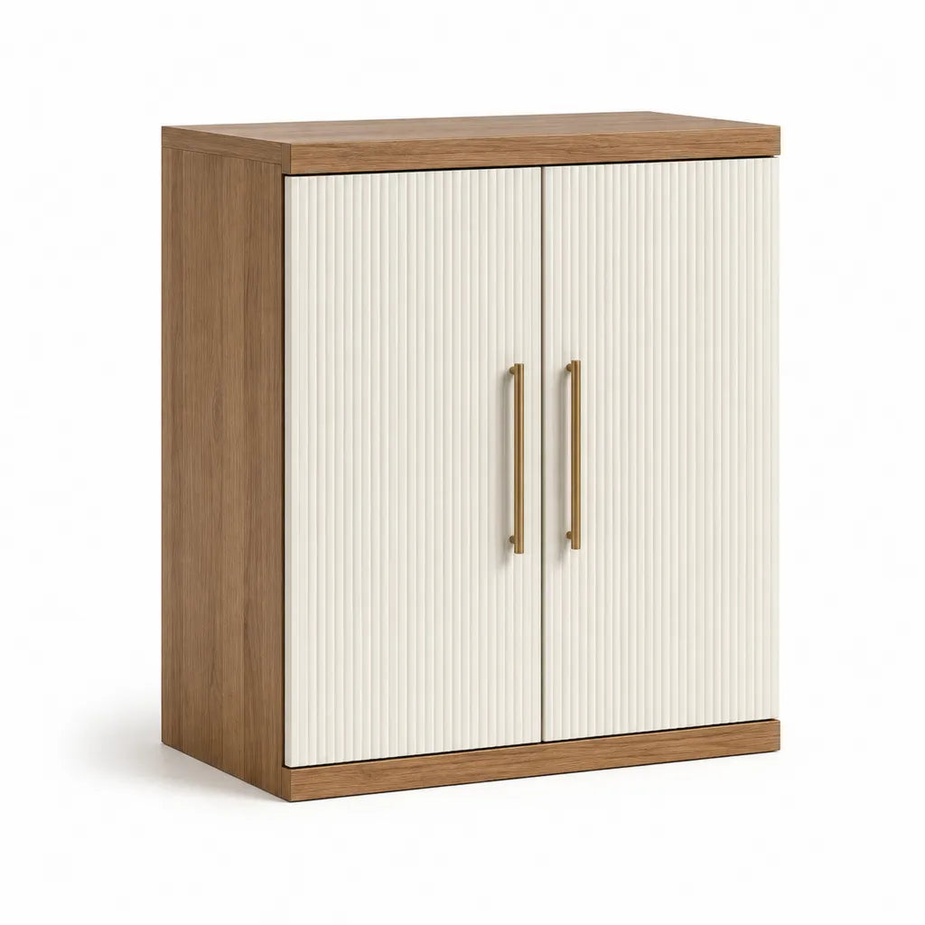 Mobile da cucina a 2 ante in MDF 80 x 40 x 90 cm bianco e noce