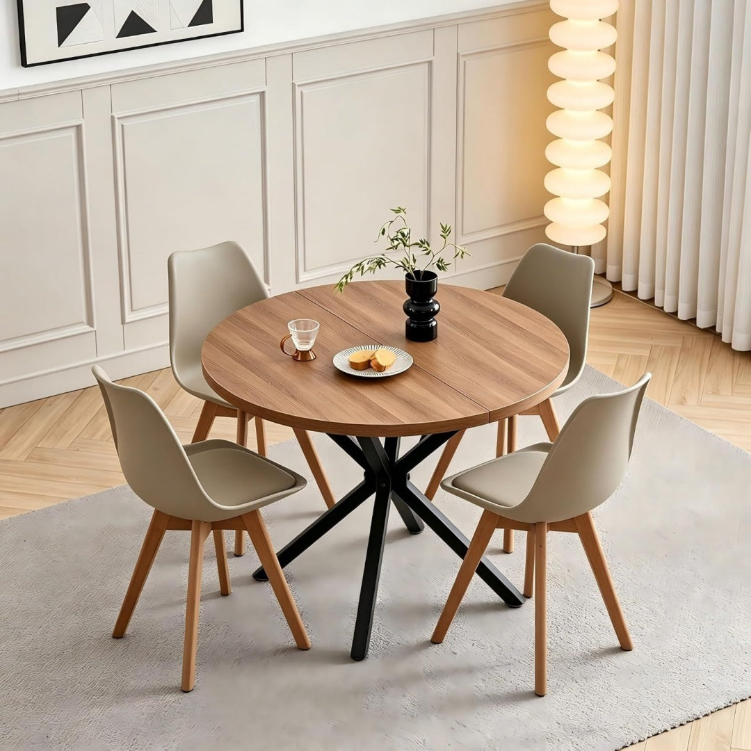 Tavolo con braccioli cachi+legno scuro