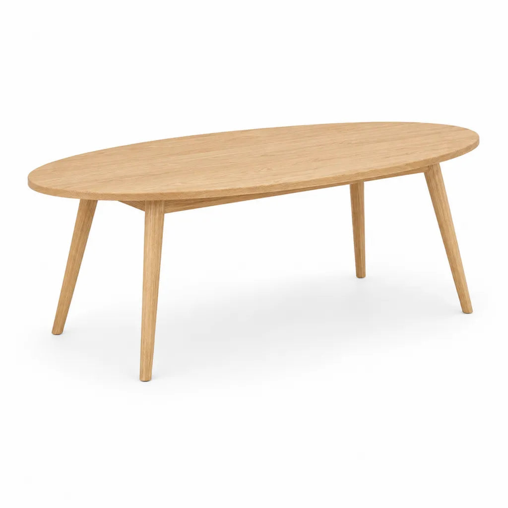 Tavolino da caffe ovale in legno massello di rovere naturale 110 x 60 x 45 cm
