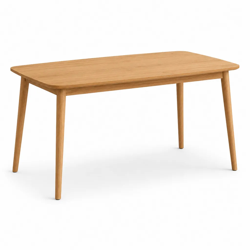 Tavolo da pranzo rettangolare in legno massello di quercia naturale 140 x 80 x 75 cm