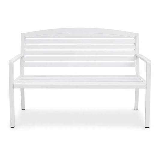 Panca da giardino 2 posti in acciaio verniciato bianco 120 x 60 x 88 cm