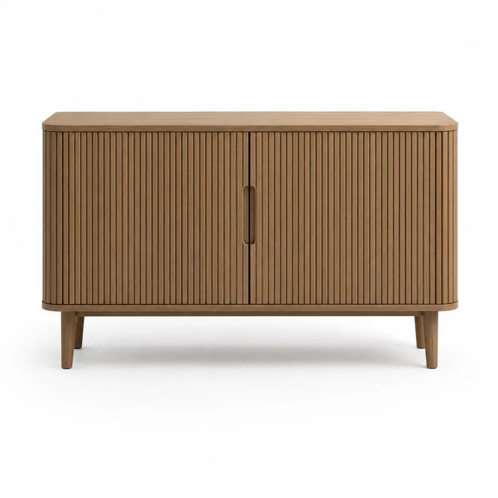 Credenza da sala da pranzo 120 x 40 x 75 cm in MDF effetto rovere con 2 ante marrone