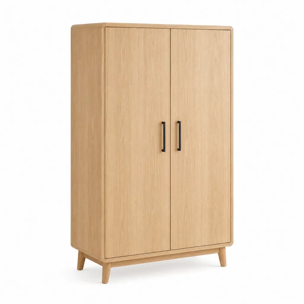 Credenza a 2 ante rettangolare in MDF effetto rovere naturale 80 x 40 x 160 cm
