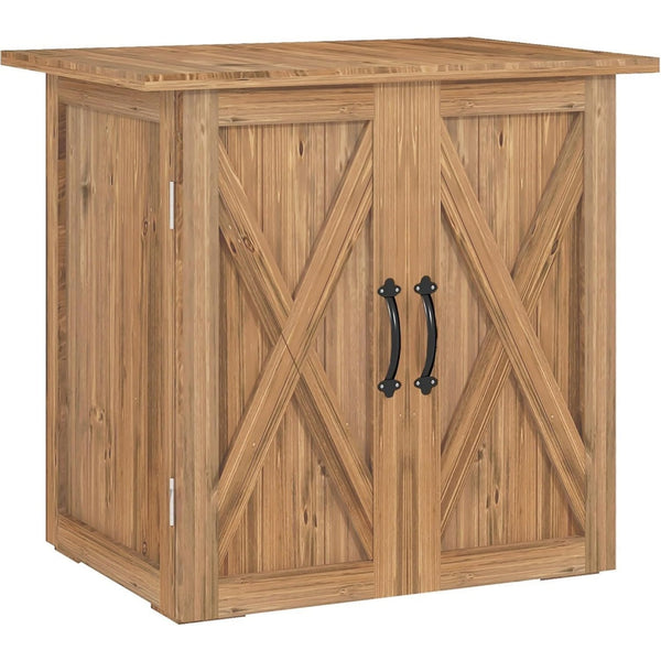 Armadio Outsunny Armadio da Esterno 2 Ante Legno di Abete 77x55x72 cm Marrone