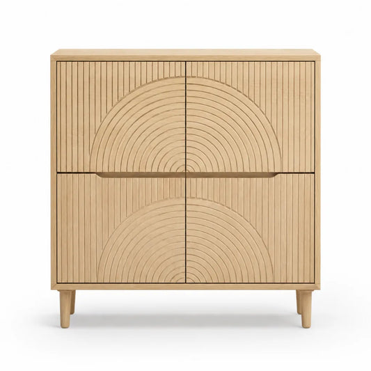 Credenza 4 ante in MDF impiallacciato rovere rettangolare naturale 90 x 40 x 100 cm