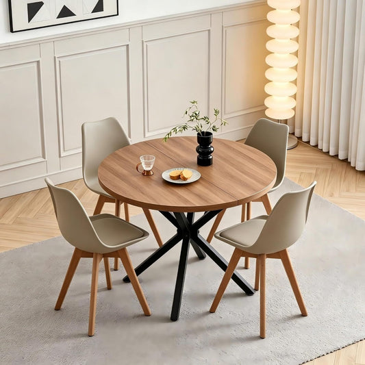 Tavolo con braccioli cachi+legno scuro