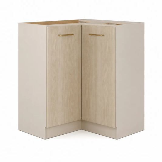 Mobile angolare base cucina a 2 ante in truciolare nobilitato rovere chiaro e avorio 90 x 90 x 82 cm