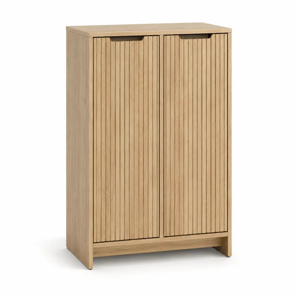 Credenza da sala da pranzo 2 ante rettangolare in MDF impiallacciato rovere naturale 80 x 40 x 120 cm