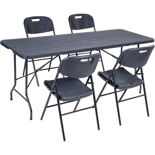 Tavolo Tavolo + 4 Sedie - 180 x 70 x 75 Cm con struttura in acciaio