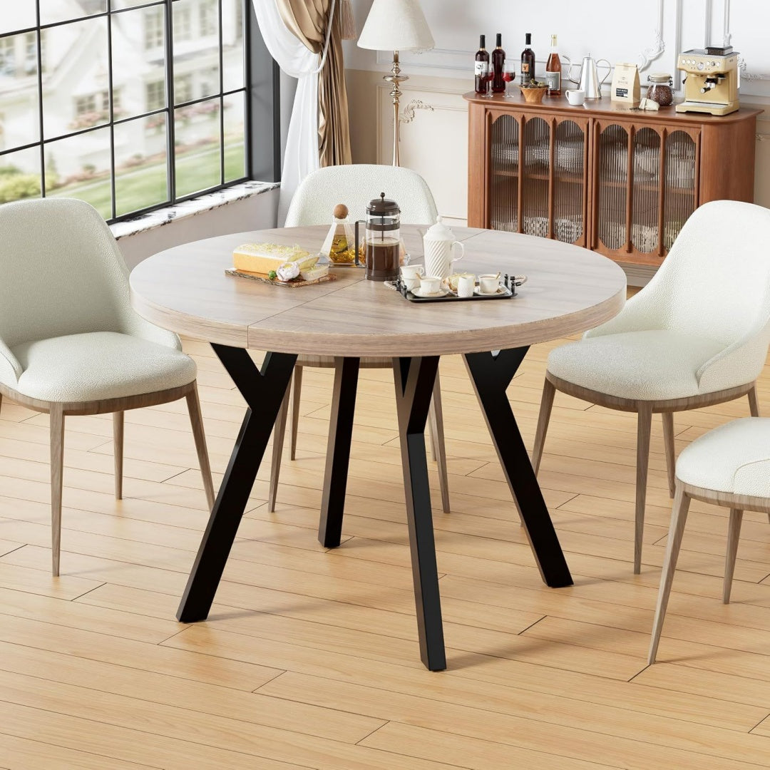 Tavolo MSFE Tavolo da Pranzo, Tavolo Rotondo Allungabile per 4-6 Persone, 100-140