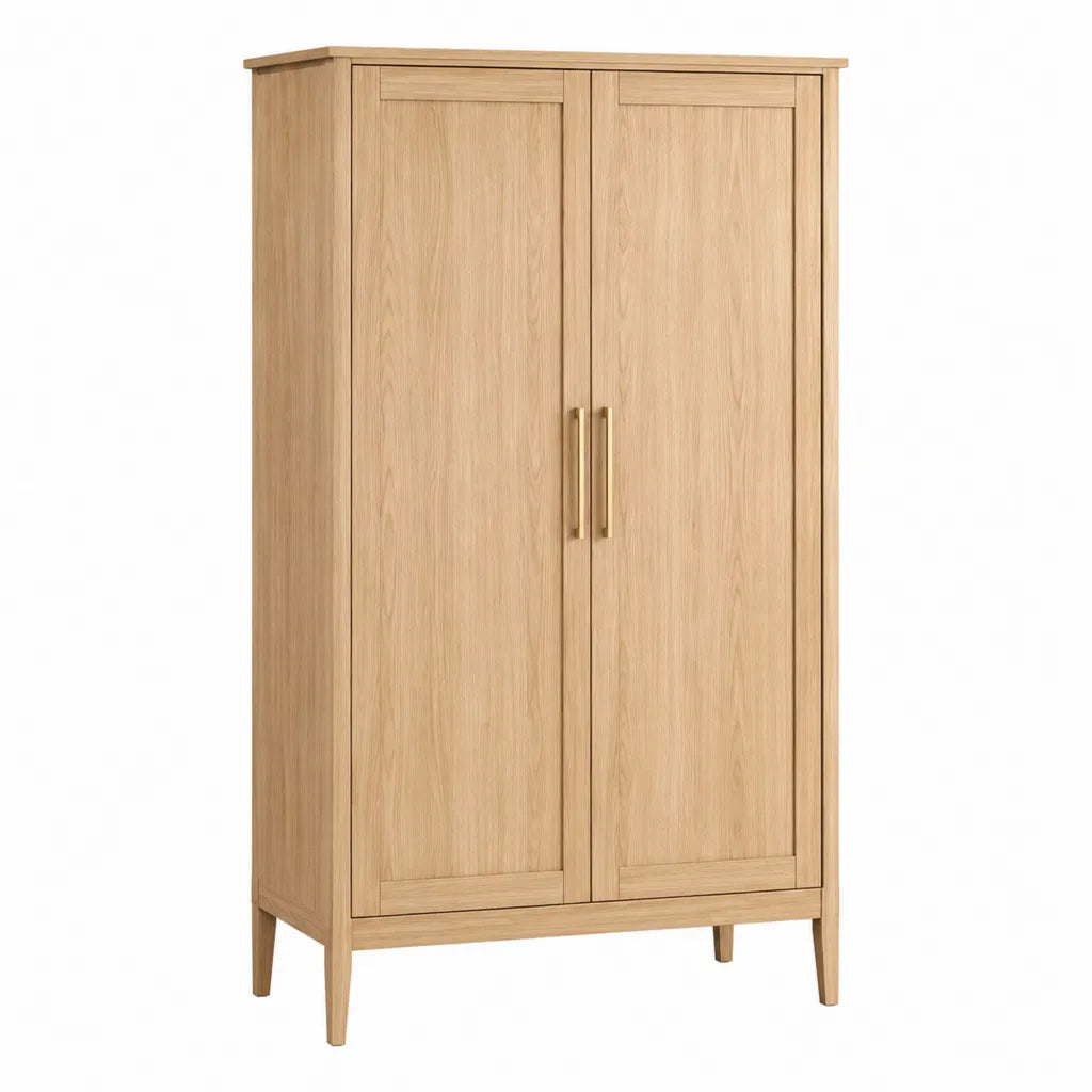 Armadio a 2 ante in rovere massello naturale 100 x 45 x 180 cm
