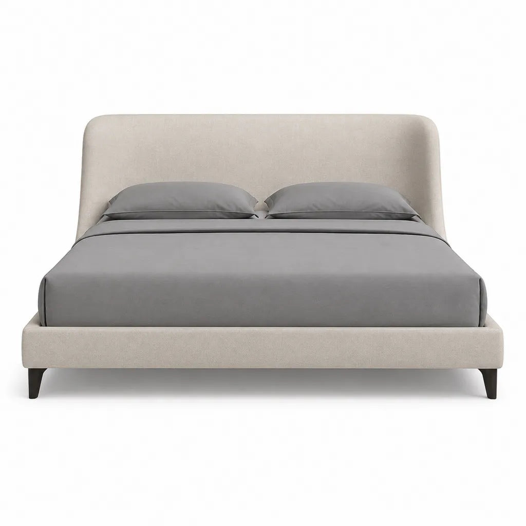 Letto contenitore matrimoniale 160 x 200 cm imbottito in poliestere rettangolare beige