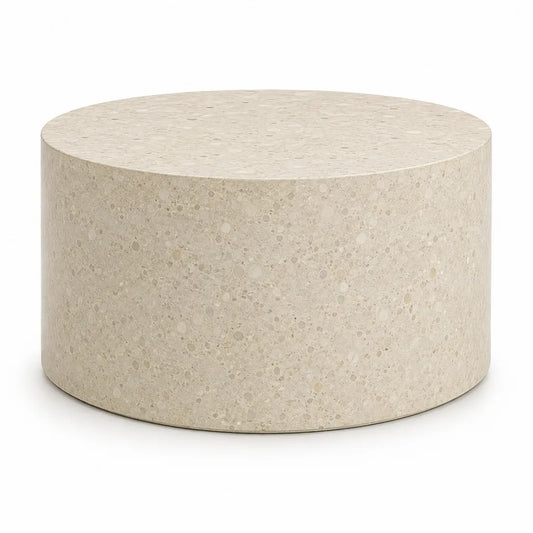 Tavolino da caffe rotondo in terrazzo beige diametro 80 cm altezza 35 cm