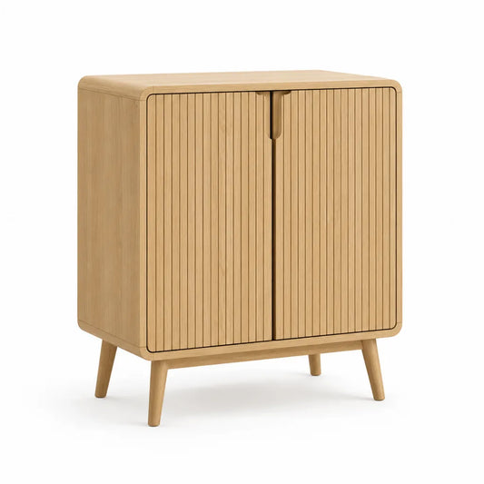 Credenza 2 ante in MDF impiallacciato rovere rettangolare naturale 80 x 40 x 90 cm